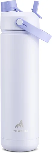 Miniatura 8 de POWCAN - Botella de agua térmica 2 en 1, sorbete y tapa con boquilla, antifugas, acero inoxidable sin BPA, apta portavasos automóvil, bebida fría 24