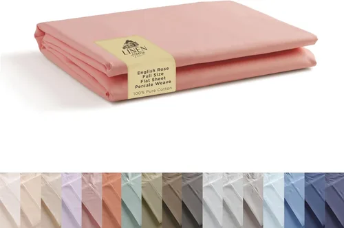 Miniatura 69 de Sábanas de 100% algodón percal, tamaño King, 1 sábana encimera, ropa de cama fresca, resistente y transpirable, crema