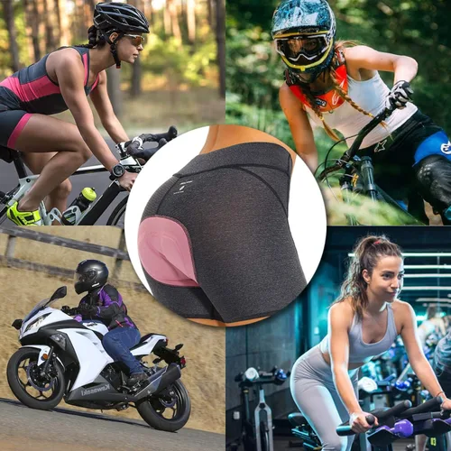 Miniatura 6 de DEALYORK Pantalones cortos acolchados para mujer, ropa interior de ciclismo, pantalones cortos de ciclismo con acolchado 3D, diseño súper ligero