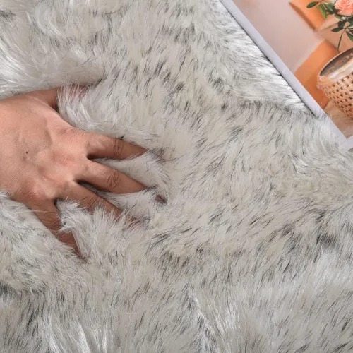 Miniatura 5 de ORINOVA Alfombras de Área Blancas y Grises 9x12 pies Sala de Estar Grandes Alfombras de Piel Sintética Lavables para Dormitorio Guardería Alfombra