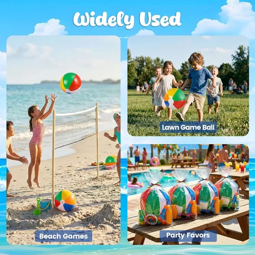 Miniatura 8 de 3 otters Paquete de 4 bolas de playa de 12 pulgadas, juguetes inflables de piscina arcoíris para juegos de agua de verano, recuerdos de fiesta