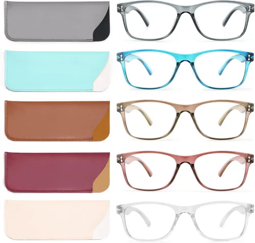 Miniatura 8 de Fetrrc - Modernos lentes de lectura cuadrados con bloqueo de luz azul de computadoras, antirreflejos, antifatiga, con protección ultravioleta