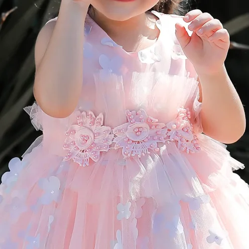 Miniatura 5 de Vestido de tutú de mariposa con pétalos de flores para niños, para boda, concurso de baile, primera comunión, cumpleaños, tul