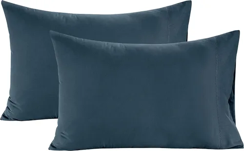 Miniatura 26 de LANE LINEN Juego de 2 almohadas tamaño Queen, suaves 100% algodón egipcio, frescas y lisas de 1000 hilos, fundas de almohada - Azul Estate