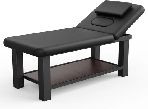 Mesa de masaje estacionaria resistente con pecho abierto y reposacabezas para mesa de tratamiento, mesa de terapia física, cama de masaje facial