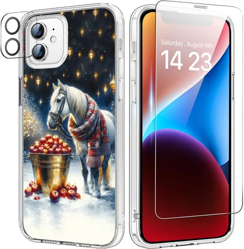 Miniatura 12 de bicol Funda para iPhone 11 Pro con Protector de Pantalla y Protector de Lente de Cámara - Diseños de Flores Florales de Moda para Mujeres y Niñas