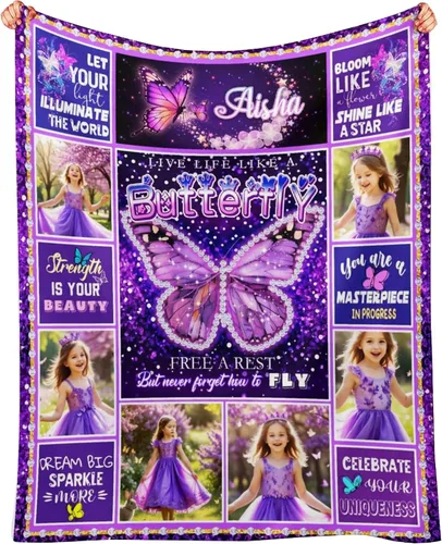 Miniatura 21 de D-Story Manta personalizada con nombre, mantas con nombre personalizado para niños y adultos, mantas de bebé personalizadas para niños y niñas