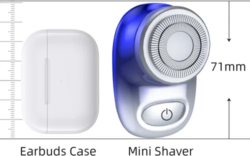 Miniatura 6 de Mini afeitadora eléctrica, afeitadora eléctrica de tamaño de bolsillo para hombres y mujeres, recargable, fácil de usar con un botón, portátil, Azul