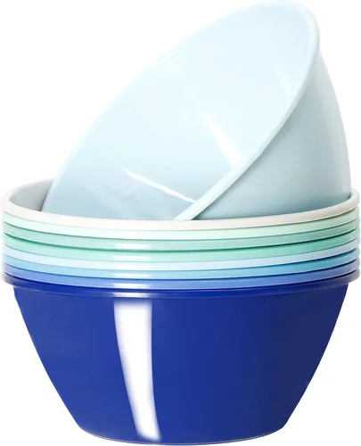 Youngever Cuencos de plástico de 50 onzas, cuencos grandes para cereales, cuencos de sopa grandes, juego de 9 (9 colores costeros)