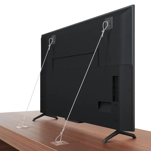 Vinkqiado - Paquete de 6 correas de seguridad ajustables de metal de 42 pulgadas para TV, sin taladro, adhesivos antipuntas, anclajes de pared para