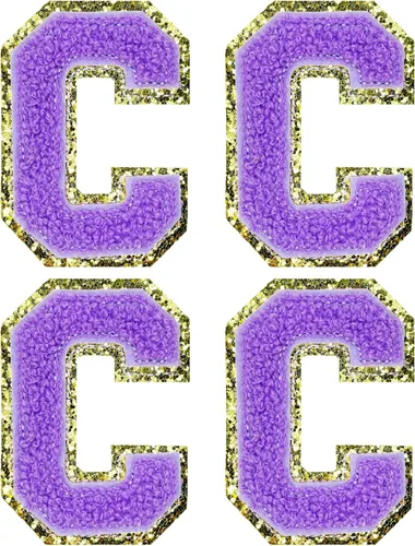 Miniatura 30 de Jongdari Letras termo-adhesivas de felpilla para ropa, parches de letras del alfabeto con brillantina para coser, con adhesivo planchado, 4 Blanco
