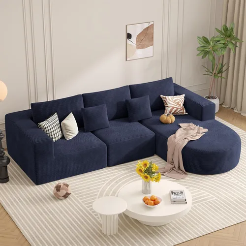 Miniatura 7 de Sofá modular con diván en forma de L, sofá cama moderno seccional Cloud con asiento profundo, sofás de compresión de esponja, no requiere montaje