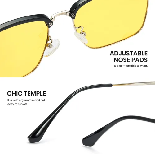 Miniatura 9 de Cyxus Retro Lentes Azules para Hombre - Lentes Cuadrados TR90 con Marco de Metal Blowline, Elegantes y Modernos para Trabajo Diario en Computadora