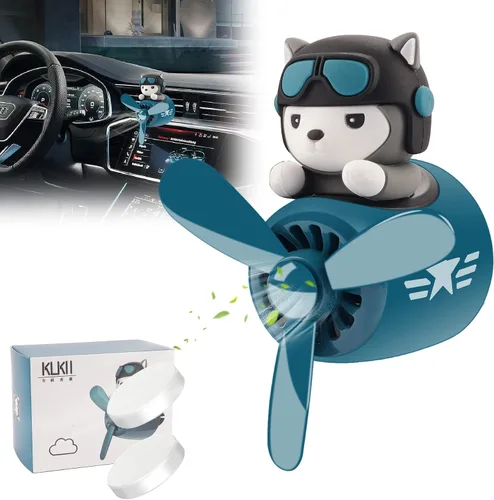 Miniatura 13 de Ambientador de aire para coche, lindo conejo de dibujos animados, piloto, difusor de coche, hélice giratoria, ventilador de salida de aire White
