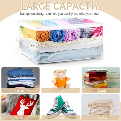 Miniatura 5 de Windyun 16 bolsas de almacenamiento de vinilo transparente con cremallera con asa, bolsas de almacenamiento de mantas de plástico para suéter, ropa