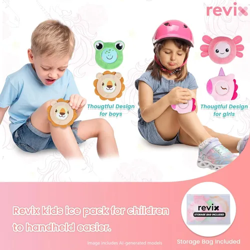 Miniatura 6 de REVIX Paquetes de hielo para niños - Bolsas de gel frías reutilizables para niños pequeños y bebés, cubiertas de tela suaves con 4 lindos diseños