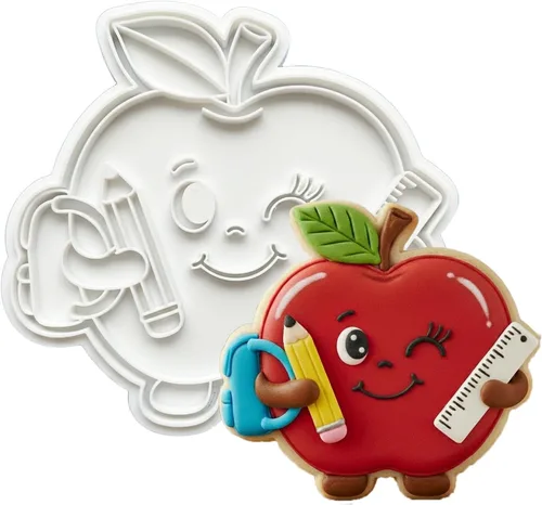 Miniatura 14 de Juego de cortador de galletas de regreso a clases con sellos de émbolo, 11 piezas, regalos de cocina, cumpleaños, vacaciones, ácido poliláctico 3D
