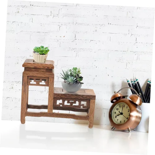 Miniatura 6 de DOITOOL Soporte de madera para plantas retro, soporte para macetas de jardín, para bonsái, base resistente para decoración del hogar, exhibiciones