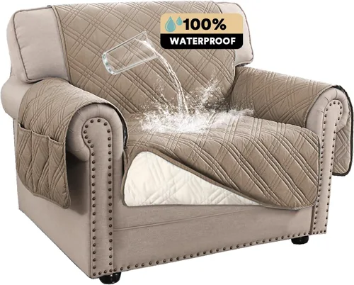 Miniatura 14 de PrinceDeco - Funda para sofá reclinable 100% impermeable, funda para sofá para sala, protector de muebles resistente al agua con correas elásticas