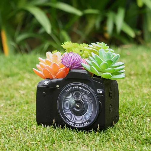 Miniatura 5 de Maceta Decorativa con Forma de Cámara Regalo de Planta - Decoración de Escritorio Maceta para Suculentas para Plantas de Interior Decoración