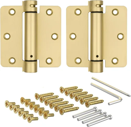 Miniatura 9 de Houseables Bisagras de puerta de cierre automático, cierre de puerta de bisagra de resorte, con resorte cargado, cierre automático, 4 pulgadas