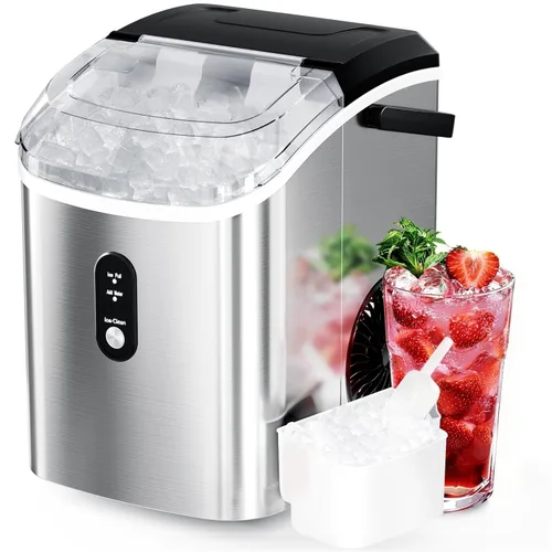 Miniatura 9 de Antarctic Star Nugget - Máquina de hielo para encimera con hielo masticable suave, máquina de hielo sónico portátil con cesta y cuchara, cubierta