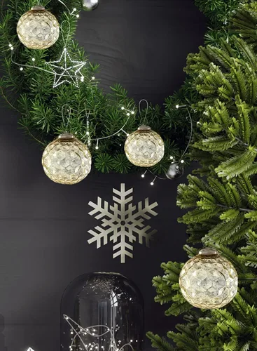 Miniatura 4 de Serene Spaces Living Juego de 4 adornos de bola de cristal con forma de diamante dorado para árbol de Navidad, decoración de vacaciones, Pascua