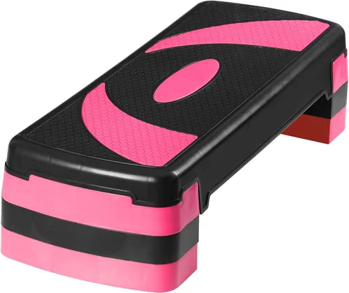 Miniatura 12 de HomGarden Escalón de entrenamiento aeróbico ajustable en fitness y ejercicio, plataforma de entrenamiento con elevadores de ajuste de 4 a 6 a 8