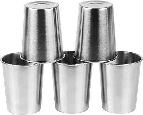 Miniatura 5 de Paquete de 5 vasos de acero inoxidable de 8 onzas de 7.8 fl oz, irrompibles, vasos de metal para niños y adultos, paquete de 5