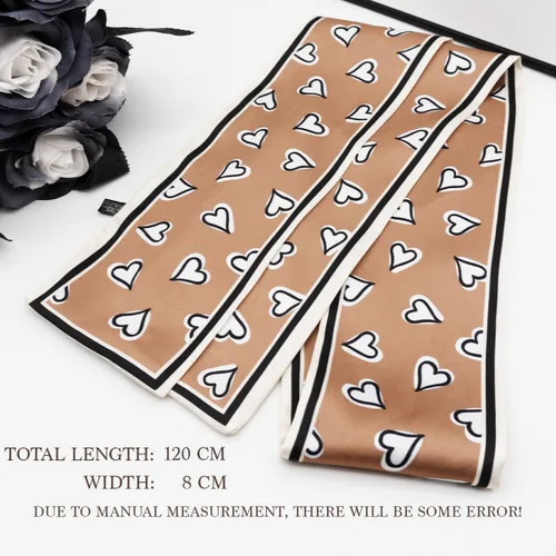 Miniatura 7 de Women's Designer Neckerchief Handbag Handle Ribbon Fashion Scarf Cute Heart Printed Hair Tie
