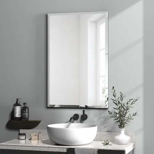 Miniatura 12 de KOHROS Espejo ovalado sin marco de 20 x 28 pulgadas, espejo de pared de baño con borde biselado pulido, antioxidante, vidrio templado (plateado)