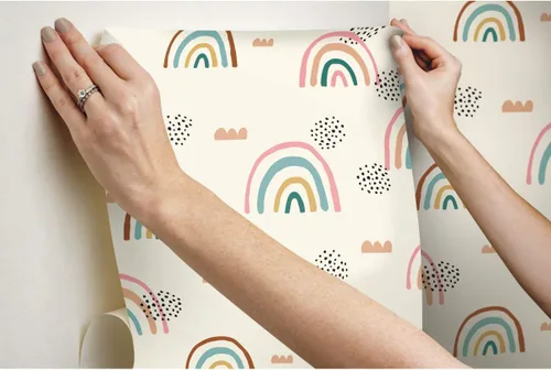 Miniatura 4 de RoomMates RMK11730RL Taupe Rainbow's End Peel and Stick Wallpaper