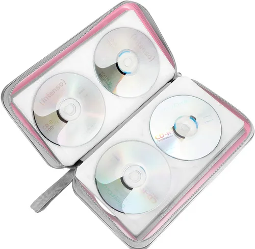 Miniatura 5 de Siveit Funda para CD, soporte para CD/DVD, cartera con capacidad para 80, fundas para CD y DVD, estuches duros de plástico para CD y DVD, Rosa claro