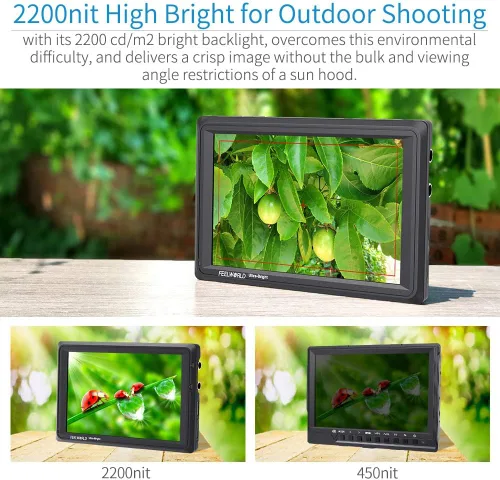 Miniatura 2 de FEELWORLD FW279S 7 pulgadas ultra brillante 2200nit luz diurna visible Full HD 1920x1200 IPS panel DSLR en cámara monitor de campo 3G SDI 4K HDMI