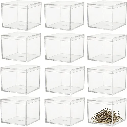 Miniatura 27 de KissYou Caja de acrílico para caramelos, cajas de exhibición transparentes con tapa de plástico pequeño, cubo cuadrado de plástico, caja