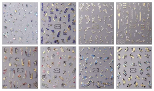Miniatura 2 de jmeowio 8 hojas de calcomanías de arte de uñas con punta francesa de mármol, calcomanías autoadhesivas para uñas, suministros de uñas, accesorios