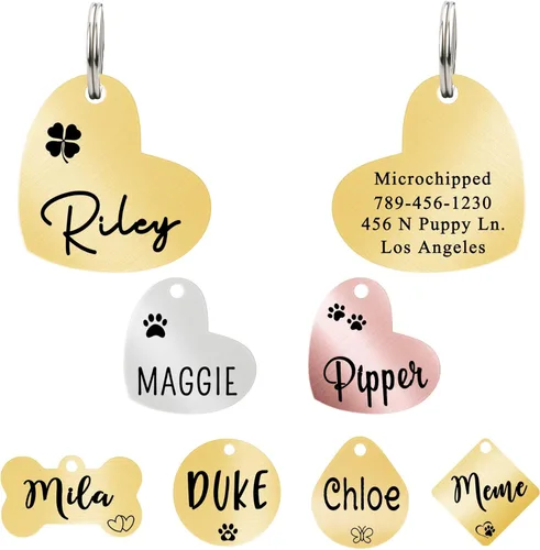 Miniatura 16 de Ultra Joys - Etiqueta personalizada de identificación para mascotas para perros, etiqueta de identificación de hueso de acero inoxidable cepillado