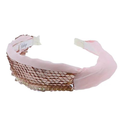 Miniatura 6 de Elegante diadema de lentejuelas de satén medio y medio para niñas y mujeres, color dorado Oro