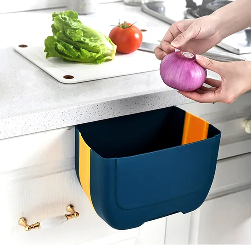 Miniatura 10 de Mini cubo de basura plegable colgante para puerta de armario de cocina, pequeño cubo de basura plegable debajo del fregadero, cubo de basura