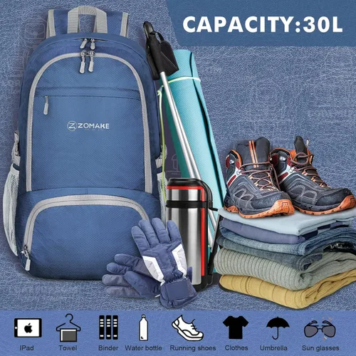 Miniatura 3 de Zomake - Mochila ligera de 30 l, resistente al agua, para senderismo, viajes, plegable, para camping y al aire libre