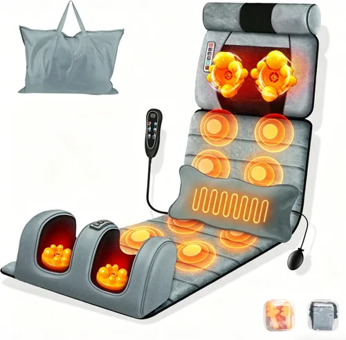 Miniatura 8 de Alfombrilla de masaje de cuerpo completo, almohadilla para silla de masaje de espalda con calor, motores de vibración multifuncionales, masajeador