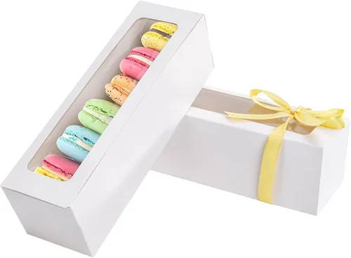 Miniatura 7 de NPLUX - Paquete de 25 cajas de macarrones para 5-7 macarrones, fresas, cajas de embalaje con cinta para regalos dulces, regalos de graduación
