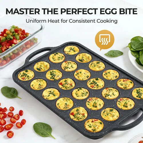 Miniatura 2 de 24-Cup Mini Silicone Muffin Pan with Reinforced Steel Frame, Non-Stick, BPA-Free, for Bite-Sized Cupcakes, Appetizers, and Egg Bites, Dishwasher Safe
