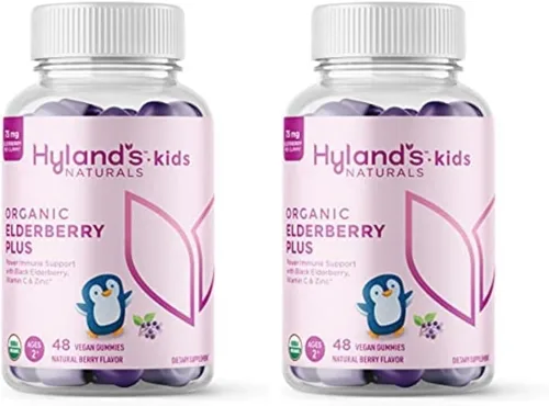Miniatura 7 de Hyland's Gomitas orgánicas de saúco Plus para niños, bayas de saúco negro orgánicas con zinc y vitamina C, apoyo inmunológico para niños, 48 gomitas