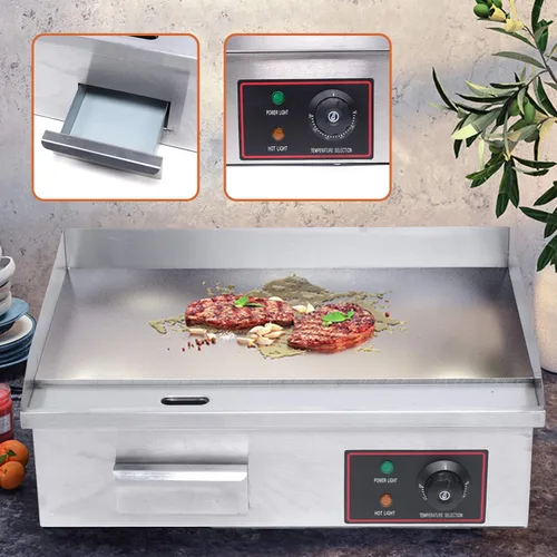 Miniatura 3 de Plancha eléctrica de encimera plana, parrilla comercial de acero inoxidable con control de temperatura ajustable, parrilla de restaurante