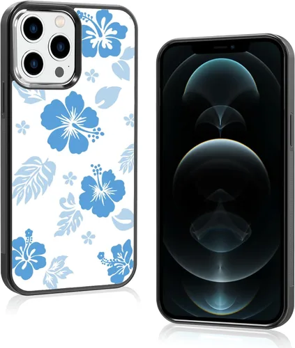 Miniatura 103 de Funda para iPhone 8 Plus y iPhone 7 Plus, linda funda Kawaii azul hibisco hawaiano floral estética floral para niñas preppy mujeres
