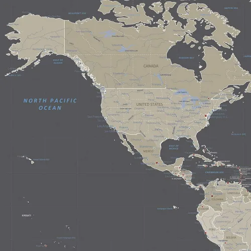 Miniatura 36 de 3 paneles - Mapa de viaje colorido del mundo con alfileres en lienzo envuelto en galería, mapa de pared grande