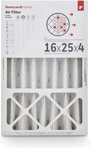 Honeywell Home 16x25x4 MERV 8, Filtro de aire para caldera/aire acondicionado, 1 paquete (CF408F1625-1PKAM)(Dimensiones reales: 15.63 x 24.75 x 4.38