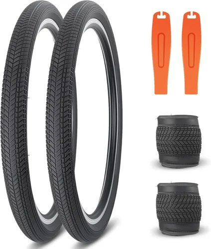 Miniatura 26 de Neumático de bicicleta de 14, 16, 20, 24, 26 x 2.125, paquete de 2 neumáticos de bicicleta para niños, neumáticos de repuesto plegables para la Rojo