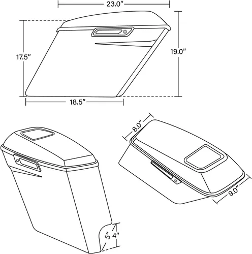 Miniatura 5 de TCT-MOTORPARTS - Alforjas extendidas de 5 pulgadas con tapas de bocina de 6 x 9 pulgadas para Harley 2014-2024 Touring Road King Street Electra